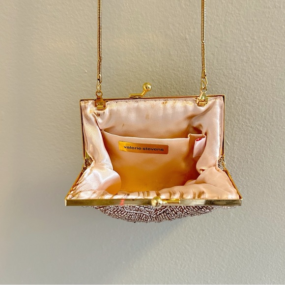 Valerie Stevens Beaded Shell Purse Gold Shell Clamshell Occasion Vintage 90s - Picture 5 of 6